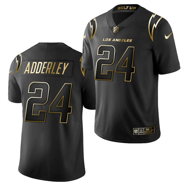 Mens Los Angeles Chargers #24 Nasir Adderley Nike Black Golden Limited Jersey
