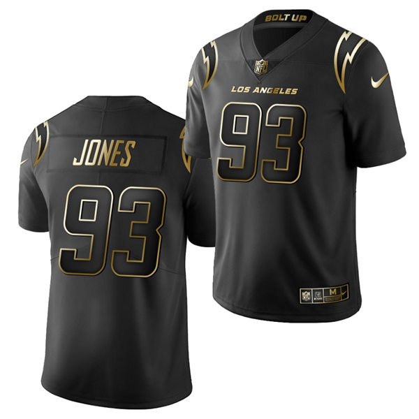 Mens Los Angeles Chargers #93 Justin Jones Nike Black Golden Limited Jersey