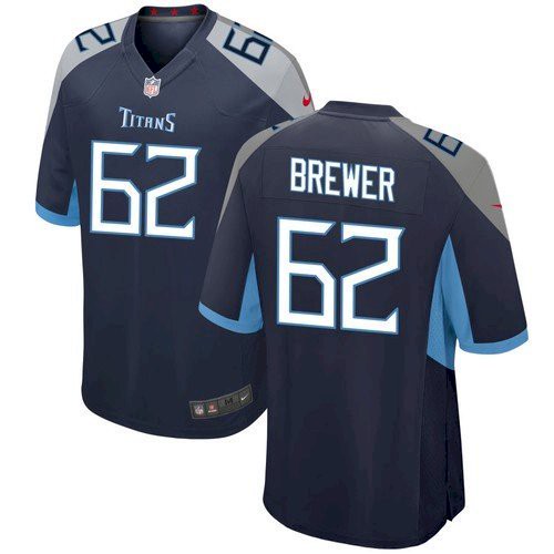 Men's Tennessee Titans #62 Aaron Brewer Navy Game Nike Jersey