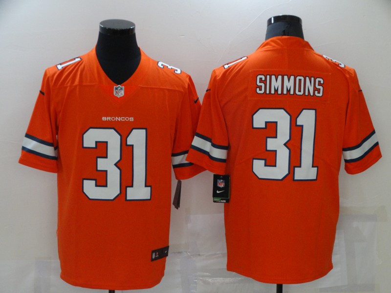 Mens Denver Broncos #31 Justin Simmons Nike Orange NFL Vapor Untouchable Color Rush Jersey