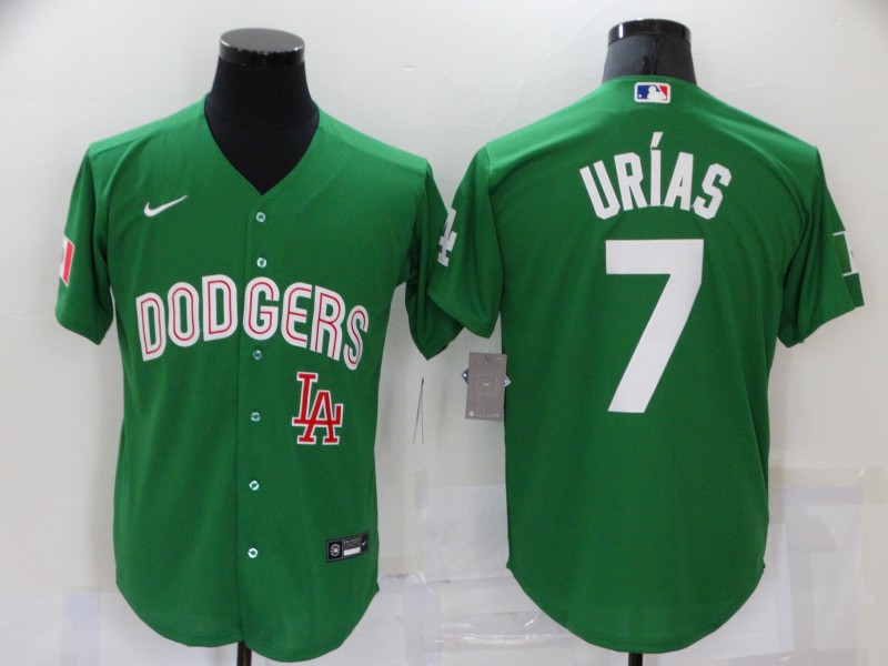 Mens Los Angeles Dodgers #7 Julio Urias Nike Green Mexican Heritage Culture Night Jersey Mens Los Angeles Dodgers #7 Julio Urias Nike Green Mexican Heritage Culture Night Jersey