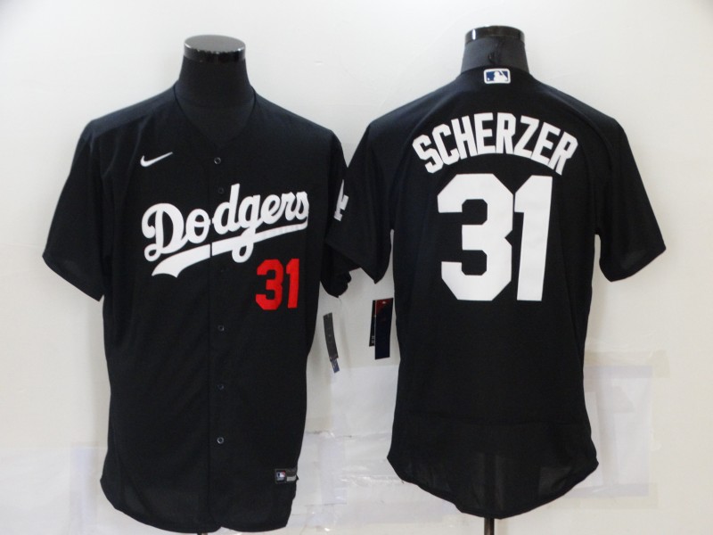 Mens Los Angeles Dodgers #31 Max Scherzer Nike 2021 Black Fashion Team Jersey Mens Los Angeles Dodgers #31 Max Scherzer Nike 2021 Black Fashion Team Jersey