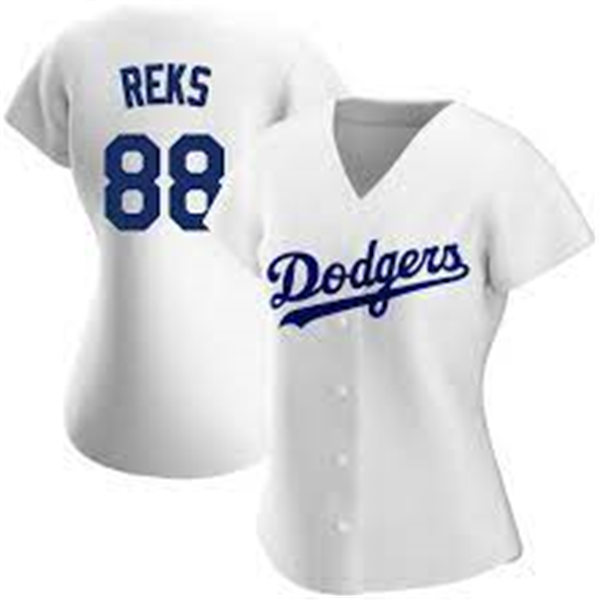 Womens Los Angeles Dodgers #84 Zach Reks Nike White Jersey