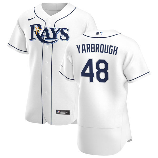 Mens Tampa Bay Rays #48 Ryan Yarbrough Nike White Home FlexBase Baseball Jersey