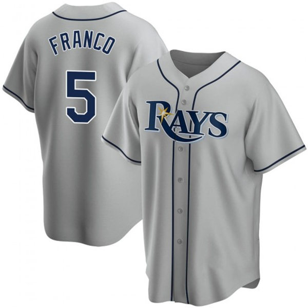Mens Tampa Bay Rays #5 Wander Franco Nike Away Gray CoolBase Baseball Jersey