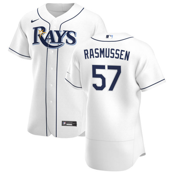Mens Tampa Bay Rays #57 Drew Rasmussen Nike White Home FlexBase Baseball Jersey Mens Tampa Bay Rays #57 Drew Rasmussen Nike White Home FlexBase Baseball Jersey