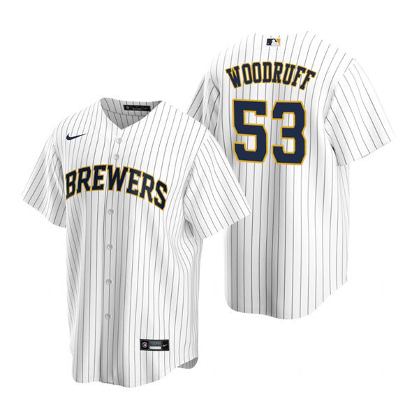 Youth Milwaukee Brewers #53 Brandon Woodruff Nike White Pinstripe Alternate Jersey Youth Milwaukee Brewers #53 Brandon Woodruff Nike White Pinstripe Alternate Jersey