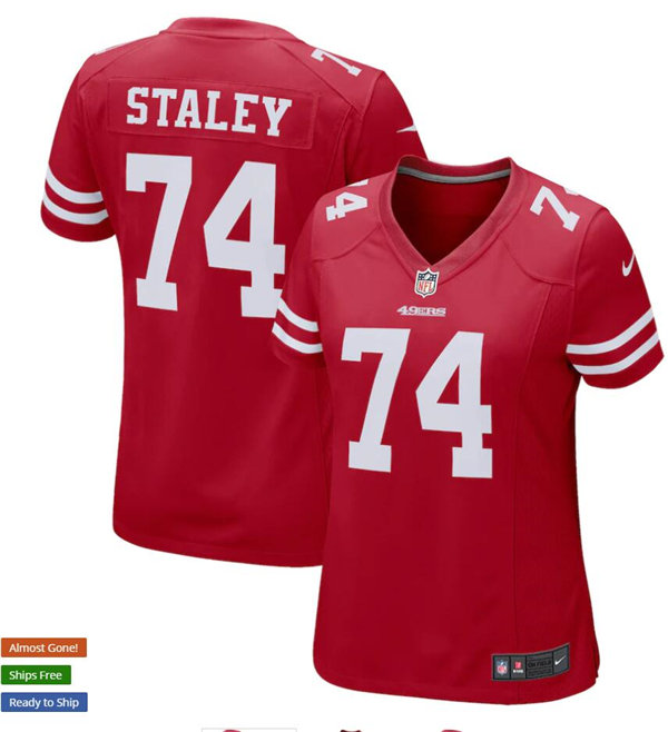 Womens San Francisco 49ers Retired Player #74 Joe Staley Nike Scarlet Limited Player Jersey
