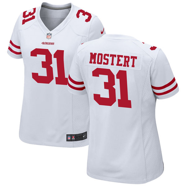 Womens San Francisco 49ers #31 Raheem Mostert Nike White Limited Player Jersey Womens San Francisco 49ers #31 Raheem Mostert Nike White Limited Player Jersey