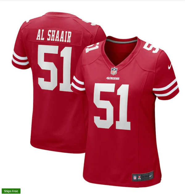 Womens San Francisco 49ers #51 Azeez Al-Shaair Nike Scarlet Limited Player Jersey