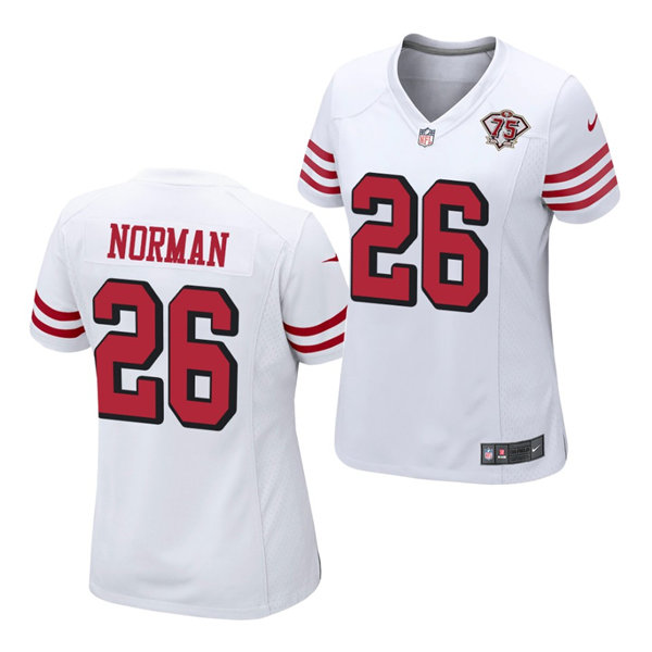 Womens San Francisco 49ers #26 Josh Norman Nike White Retro 1994 75th Anniversary Throwback Classic Limited Jersey