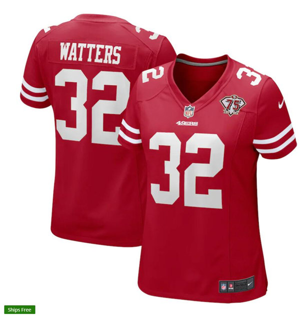 Womens San Francisco 49ers Retired Player #32 Ricky Watters Nike Scarlet Limited Player Jersey