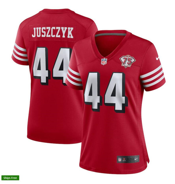 Womens San Francisco 49ers #44 Kyle Juszczyk Nike Scarlet Retro 1994 75th Anniversary Throwback Classic Limited Jersey
