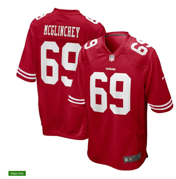 Mens San Francisco 49ers #69 Mike McGlinchey Nike Scarlet Vapor Limited Player Jersey