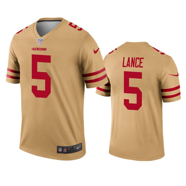 Mens San Francisco 49ers #5 Trey Lance Nike Gold Inverted Limited Player Jersey