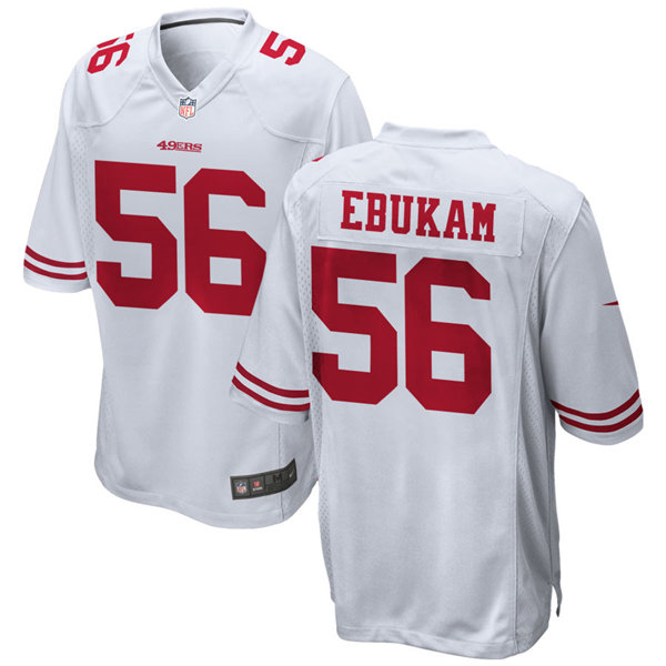 Mens San Francisco 49ers #56 Samson Ebukam Nike White Vapor Limited Player Jersey
