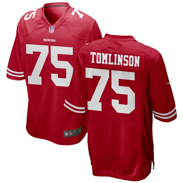 Mens San Francisco 49ers #75 Laken Tomlinson Nike Scarlet Vapor Limited Player Jersey