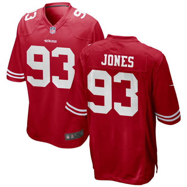 Mens San Francisco 49ers #93 D.J. Jones Nike Scarlet Vapor Limited Player Jersey