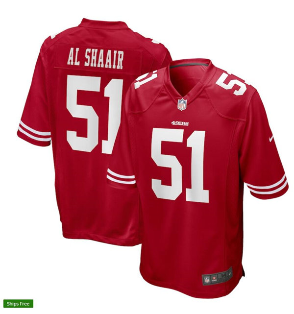 Mens San Francisco 49ers #51 Azeez Al-Shaair Nike Scarlet Vapor Limited Player Jersey