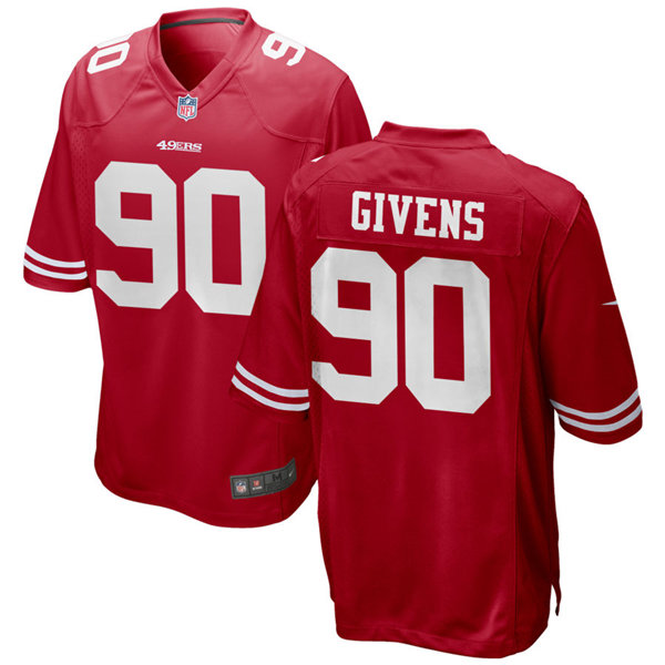 Mens San Francisco 49ers #90 Kevin Givens Nike Scarlet Vapor Limited Player Jersey