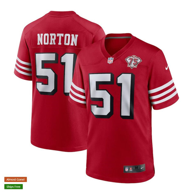 Mens San Francisco 49ers Retired Player #51 Ken Norton Jr. Nike Scarlet Retro 1994 75th Anniversary Throwback Classic Limited Jersey Mens San Francisco 49ers Retired Player #51 Ken Norton Jr. Nike Scarlet Retro 1994 75th Anniversary Throwback Classic Limited Jersey