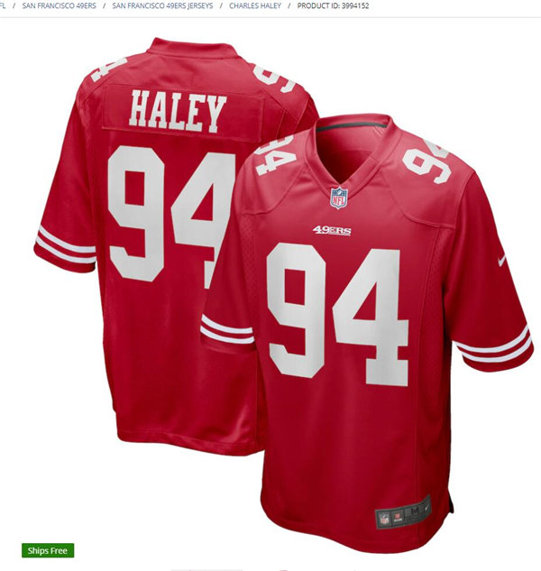 Mens San Francisco 49ers Retired Player #97 Charles Haley Nike Scarlet Vapor Limited Player Jersey
