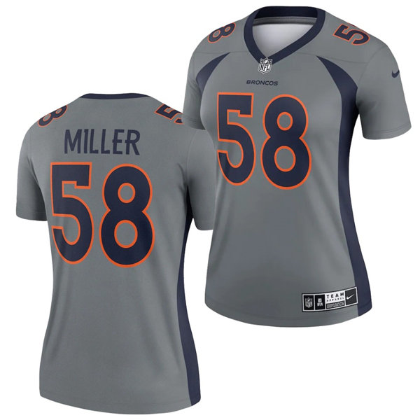 Womens Denver Broncos #58 Von Miller Nike Grey NFL Inverted Legend Jersey Womens Denver Broncos #58 Von Miller Nike Grey NFL Inverted Legend Jersey