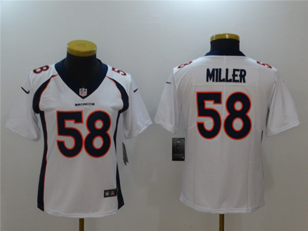 Womens Denver Broncos #58 Von Miller Nike White Limited Player Jersey