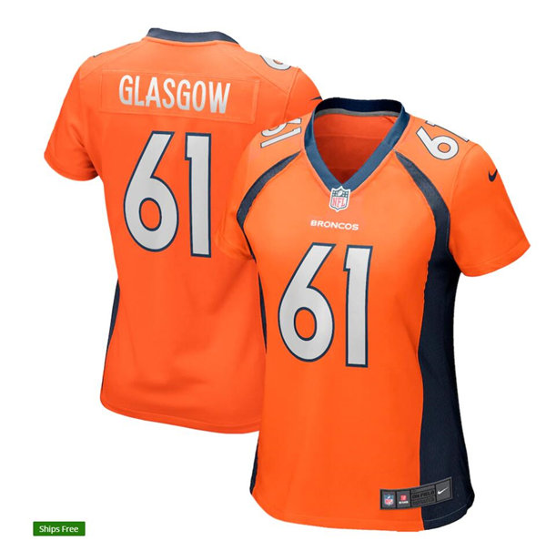 Womens Denver Broncos #61 Graham Glasgow Nike Orange Limited Player Jersey