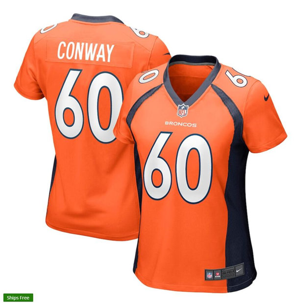 Womens Denver Broncos #60 Cody Conway Nike Orange Limited Player Jersey