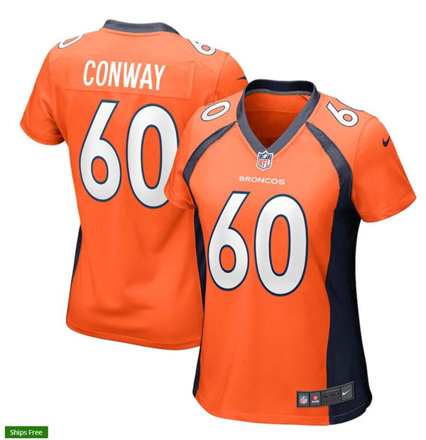 Womens Denver Broncos #60 Cody Conway Nike Orange Limited Player Jersey