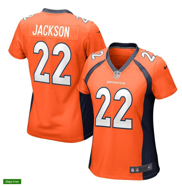 Womens Denver Broncos #22 Kareem Jackson Nike Orange Limited Player Jersey