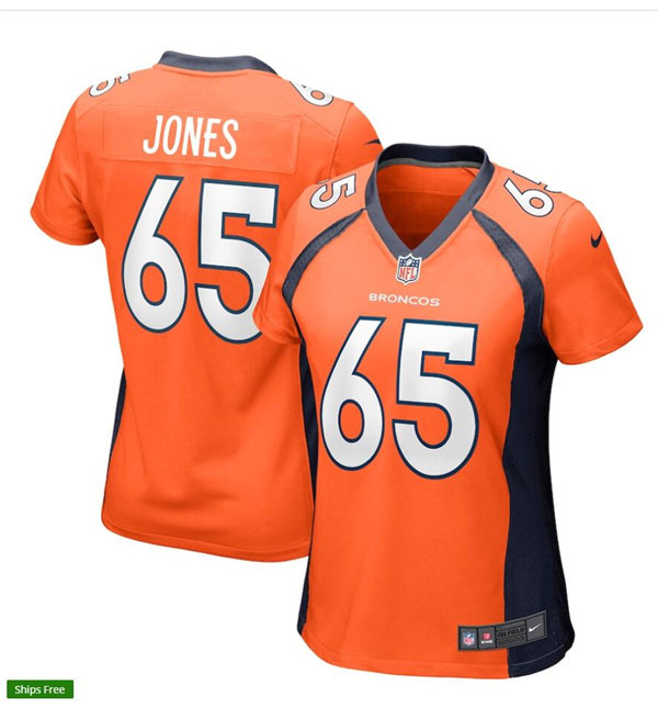 Womens Denver Broncos #65 Brett Jones Nike Orange Limited Player Jersey