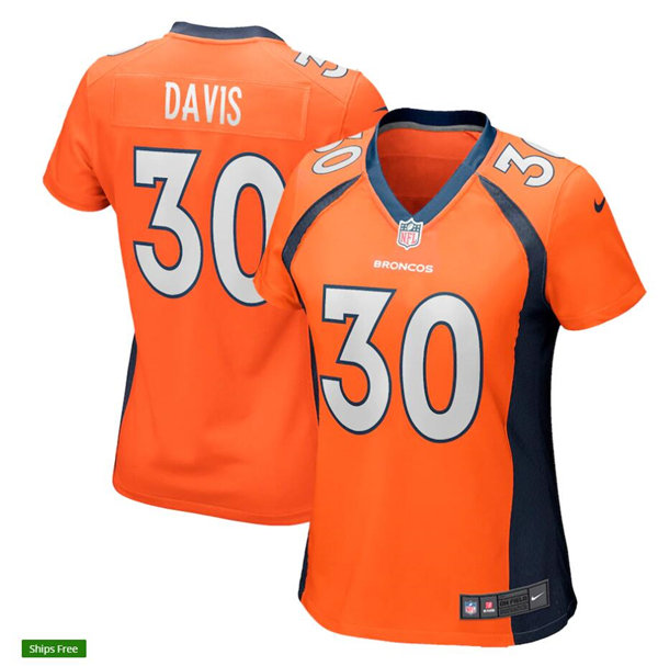Womens Denver Broncos Retired Player #30 Terrell Davis Nike Orange Limited Player Jersey
