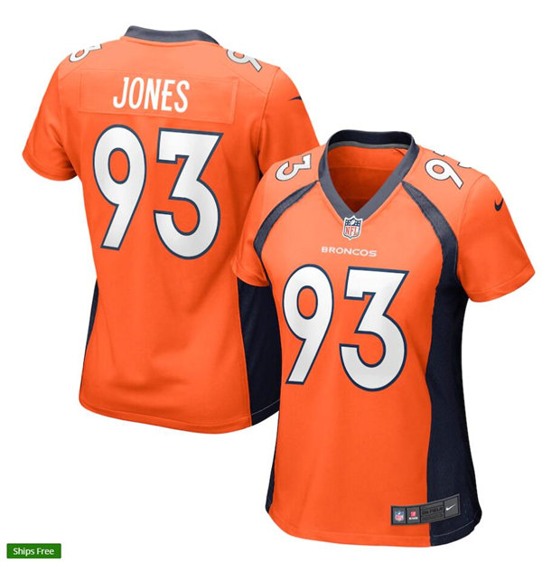 Womens Denver Broncos #93 Dre'Mont Jones Nike Orange Limited Player Jersey