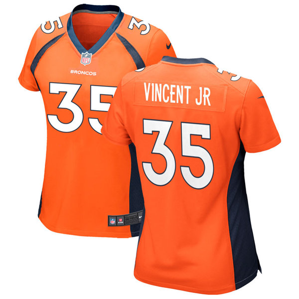 Womens Denver Broncos #35 Kary Vincent Jr. Nike Orange Limited Player Jersey