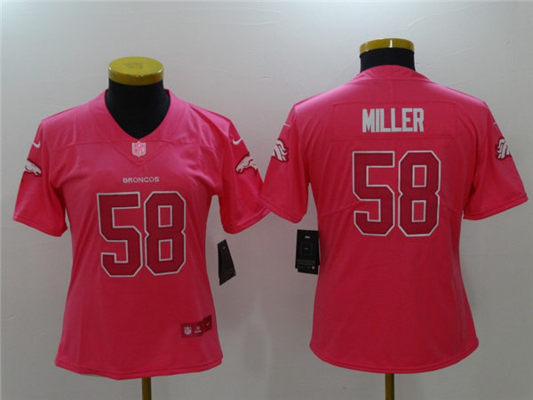 Womens Denver Broncos #58 Von Miller ike Pink Jersey