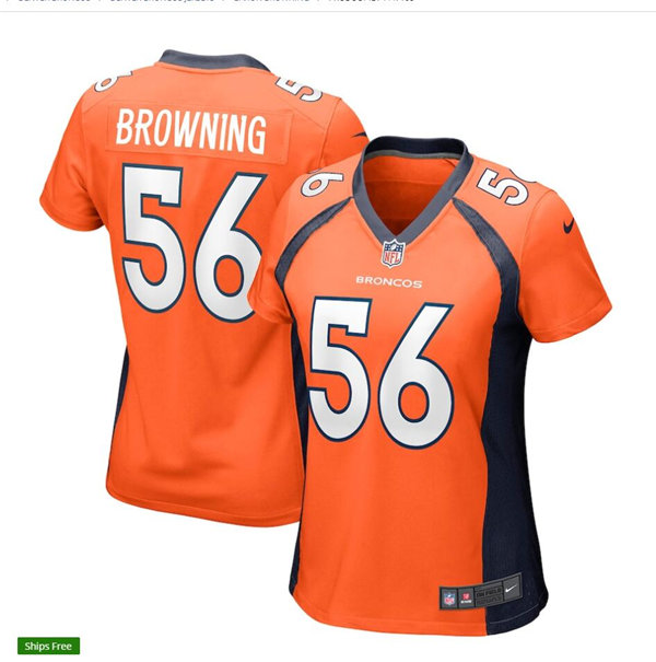 Womens Denver Broncos #56 Baron Browning Nike Orange Limited Player Jersey