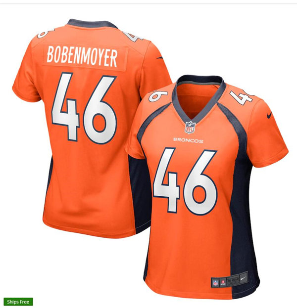 Womens Denver Broncos #46 Jacob Bobenmoyer Nike Orange Limited Player Jersey