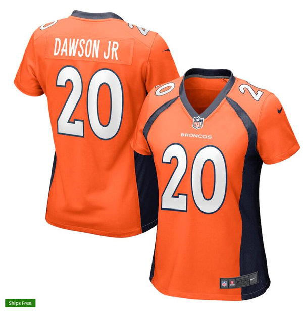 Womens Denver Broncos #20 Duke Dawson Nike Orange Limited Player Jersey