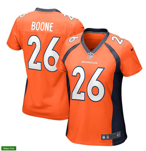 Womens Denver Broncos #26 Mike Boone Nike Orange Limited Player Jersey