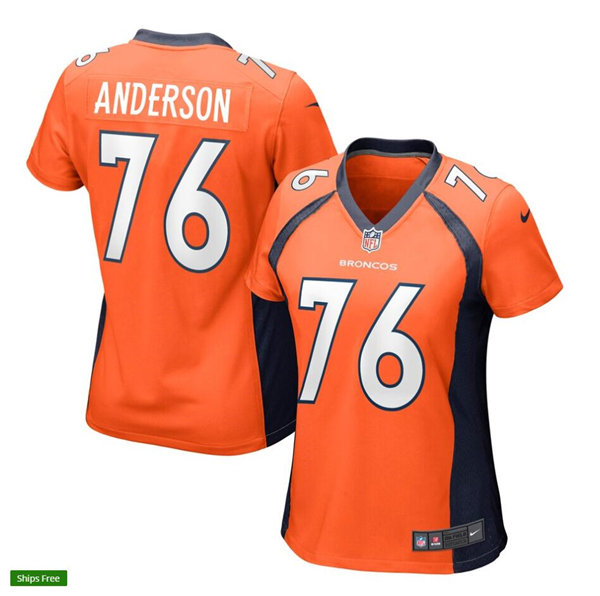 Womens Denver Broncos #76 Calvin Anderson Nike Orange Limited Player Jersey