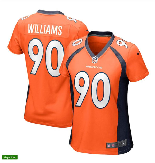 Womens Denver Broncos #90 DeShawn Williams Nike Orange Limited Player Jersey
