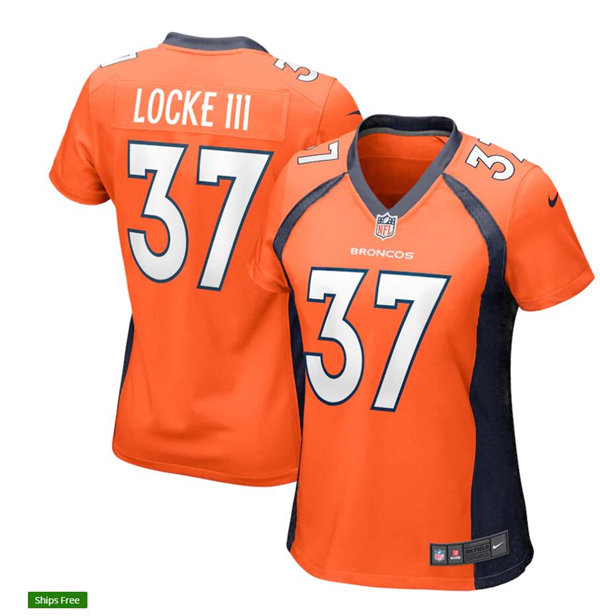 Womens Denver Broncos #37 P.J. Locke III Nike Orange Limited Player Jersey