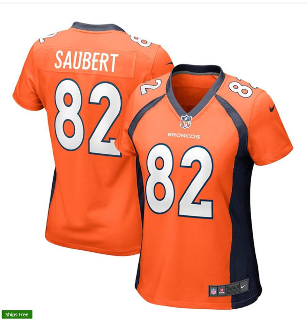 Womens Denver Broncos #82 Eric Saubert Nike Orange Limited Player Jersey
