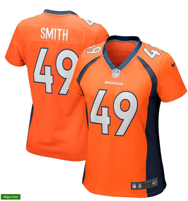 Womens Denver Broncos Retired Player #49 Dennis Smith Nike Orange Limited Player Jersey