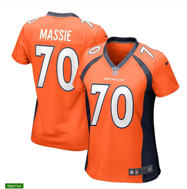 Womens Denver Broncos #70 Bobby Massie Nike Orange Limited Player Jersey
