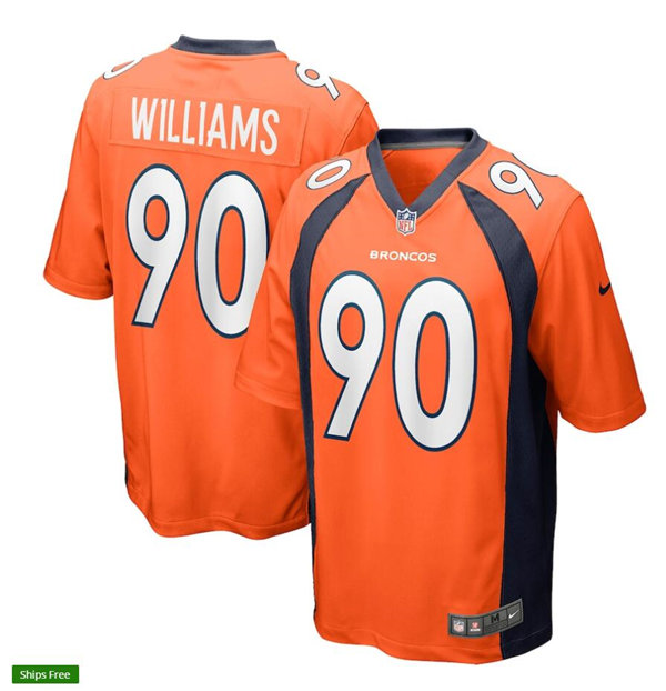 Mens Denver Broncos #90 DeShawn Williams Nike Orange Vapor Untouchable Limited Jersey