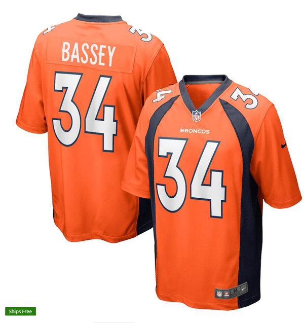 Mens Denver Broncos #34 Essang Bassey Nike Orange Vapor Untouchable Limited Jersey
