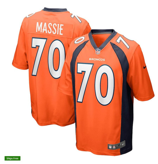 Mens Denver Broncos #70 Bobby Massie Nike Orange Vapor Untouchable Limited Jersey